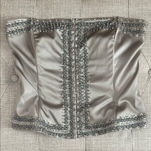 Silver and Grey Embellished Bustier